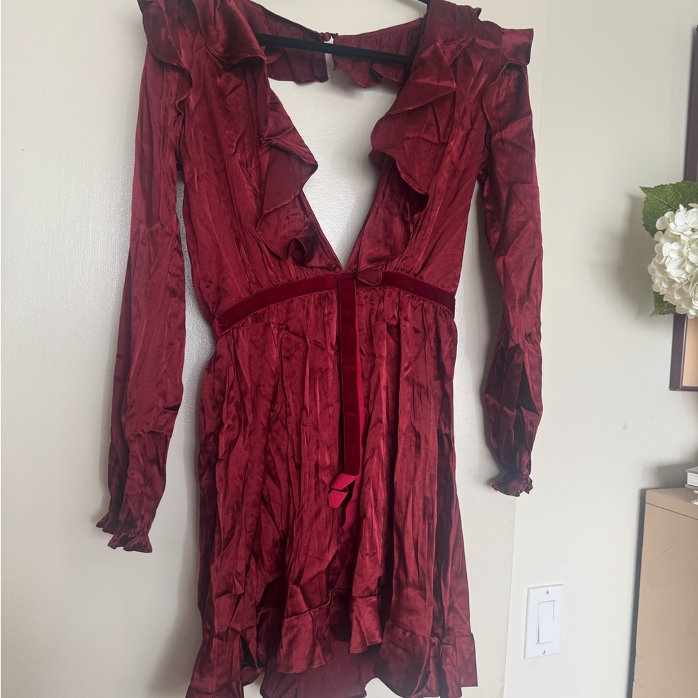 For Love and Lemons Silky Ruffle Dress